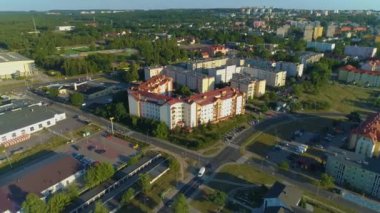 Beautiful Panorama Houses Zielona Gora Domy Aerial View Poland. High quality 4k footage