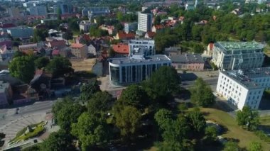 Jan Matejko Meydanı Zielona Gora Plac Hava Görüntüsü Polonya. Yüksek kalite 4k görüntü