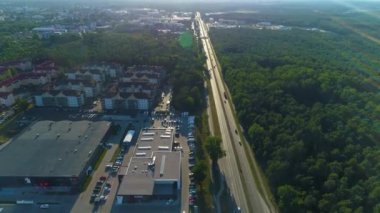 Kuzey Yolu Zielona Gora Trasa Polnocna Hava Görüntüsü Polonya. Yüksek kalite 4k görüntü