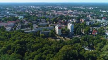 Beautiful Panorama Forest Estate Zielona Gora Krajobraz Aerial View Poland. High quality 4k footage
