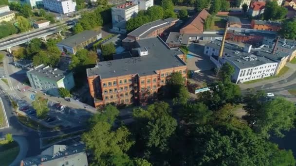 Street Buildings Zielona Gora Aerial View Poland High Quality Footage — Stok video