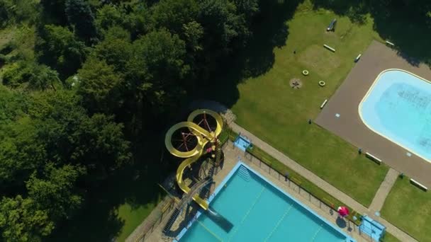 Swimming Pool Jelenia Gora Miejski Basen Aerial View Poland High — Stockvideo