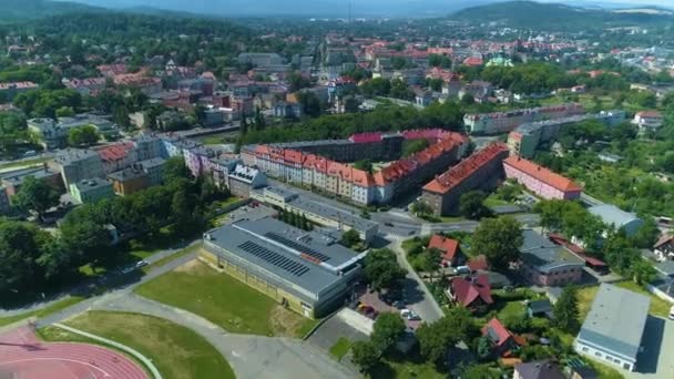 Beautiful Landscape Town Jelenia Gora Krajobraz Aerial View Poland High — 图库视频影像