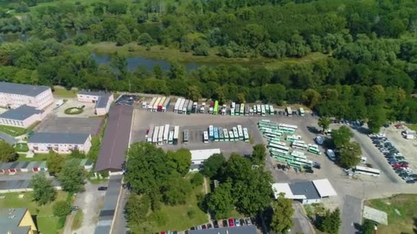 Truck Parking Glogow Tir Park Aerial View Poland High Quality — 图库视频影像