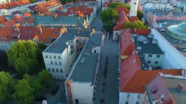 Old Town Zielona Gora Stare Miasto Ratusz Rynek Aerial View Poland. High quality 4k footage