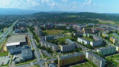 Beautiful Landscape Town Jelenia Gora Krajobraz Aerial View Poland. High quality 4k footage