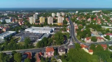 Beautiful Panorama Houses Zielona Gora Domy Aerial View Poland. High quality 4k footage