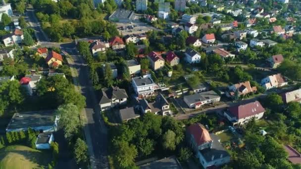 Beautiful Panorama Houses Zielona Gora Domy Aerial View Poland High — Αρχείο Βίντεο