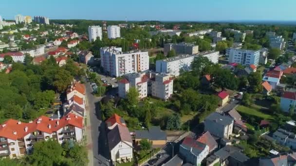 Krásné Panorama Street Buildings Zielona Gora Aerial View Polsko Vysoce — Stock video