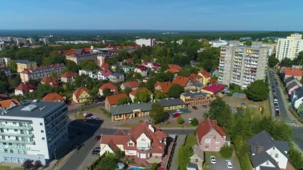 Housing Estate Street Piaskowa Zielona Gora Osiedle Sklepy Aerial View — Stok video