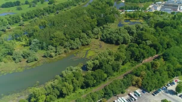 Landscape River Odra Glogow Krajobraz Aerial View Poland High Quality — Wideo stockowe