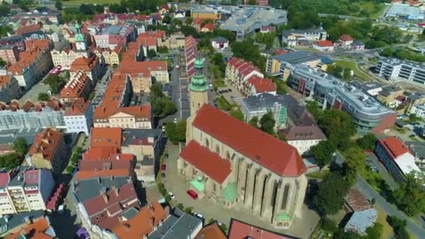 Basilica Centrum Jelenia Gora Bazylika Aerial View Poland High Quality — Stok video