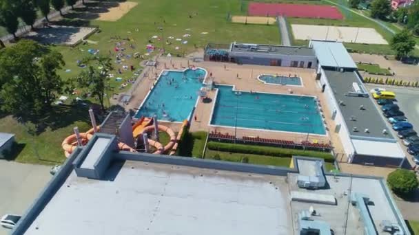 Swimming Pool Chrobry Glogow Basen Aerial View Poland High Quality — Stock video