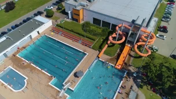 Swimming Pool Chrobry Glogow Basen Aerial View Poland High Quality — Stockvideo