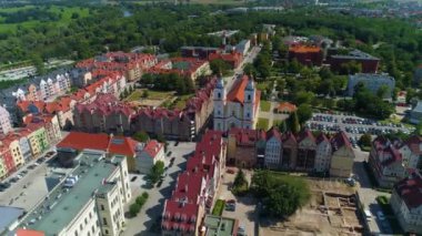 Church Of God Body Glogow Kosciol Bozego Ciala Aerial View Poland. High quality 4k footage