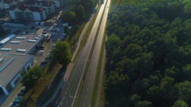Kuzey Yolu Zielona Gora Trasa Polnocna Hava Görüntüsü Polonya. Yüksek kalite 4k görüntü