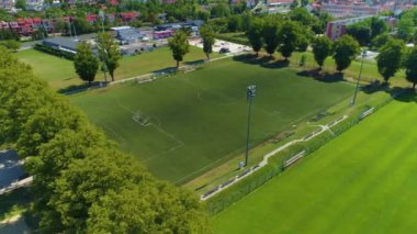 Football Field Glogow Boisko Aerial View Poland. High quality 4k footage