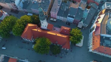 Old Town Zielona Gora Stare Miasto Ratusz Rynek Aerial View Poland. High quality 4k footage