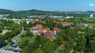 Beautiful Landscape Town Jelenia Gora Krajobraz Aerial View Poland. High quality 4k footage
