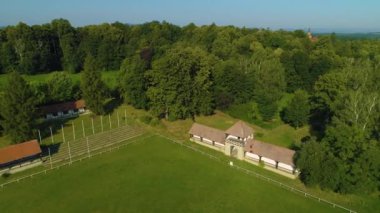 Hipodrom Prince Castle In Walbrzych Zamek Ksiaz Aerial View Poland. High quality 4k footage