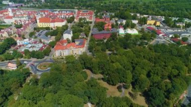 Beautiful Panorama Of Glogow Rondo Aerial View Of Poland. High quality 4k footage