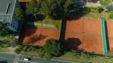Tennis Courts Jelenia Gora Korty Tenisowe Aerial View Poland. High quality 4k footage