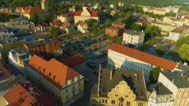 Downtown Square Car Park Walbrzych Aerial View Poland. High quality 4k footage