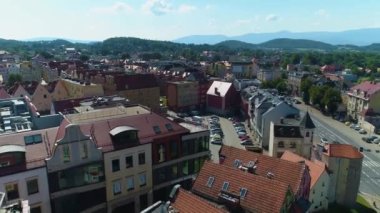 Podwale Street Jelenia Gora Aerial View Poland. High quality 4k footage