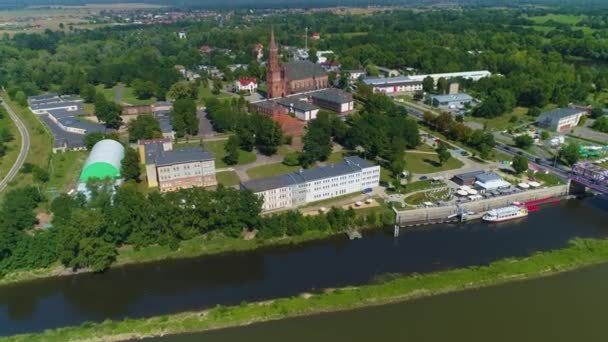 Церковь Панорамы Глогов Kosciol Nmp Вид Воздуха Польша Высококачественные Кадры — стоковое видео