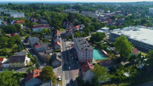 Beautiful Panorama Houses Zielona Gora Domy Aerial View Poland High — Stockvideo