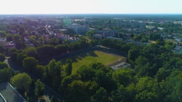 Mosir Stadium Zielona Gora Stadion Aerial View Poland High Quality — Stockvideo