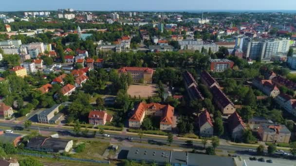 Bela Rua Panorama Edifícios Zielona Gora Vista Aérea Polónia Imagens — Vídeo de Stock