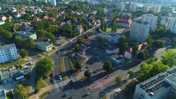 Beautiful Panorama Houses Zielona Gora Domy Aerial View Poland High — стоковое видео
