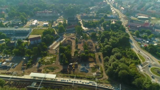 Güzel Manzara Rondo Walbrzych Krajobraz Las Aerial View Polonya Yüksek — Stok video