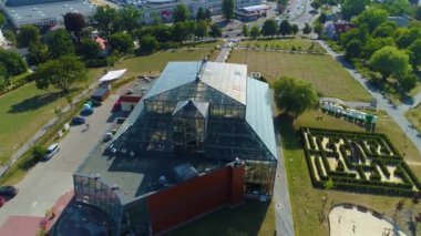 Wine Park Palm House Zielona Gora Palmiarnia Aerial View Poland. High quality 4k footage