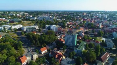 Beautiful Panorama Houses Zielona Gora Domy Aerial View Poland. High quality 4k footage