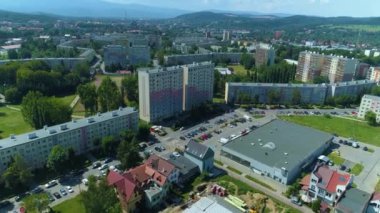 Panorama Daireleri Dağları Jelenia Gora Krajobraz Hava Görüntüsü Polonya. Yüksek kalite 4k görüntü