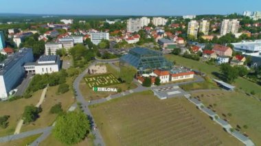 Wine Park Palm House Zielona Gora Palmiarnia Aerial View Poland. High quality 4k footage