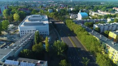 Panorama Evleri Zielona Gora Domy Havacılık Görünümü Polonya. Yüksek kalite 4k görüntü
