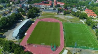 Karkonosze Stadyumu Jelenia Gora Stadyumu Hava Görüntüsü Polonya. Yüksek kalite 4k görüntü