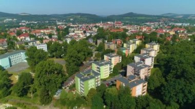 Panorama Daireleri Dağları Jelenia Gora Krajobraz Hava Görüntüsü Polonya. Yüksek kalite 4k görüntü