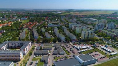 Beautiful Panorama Apartment Houses Glogow Osiedle Aerial View Poland. High quality 4k footage