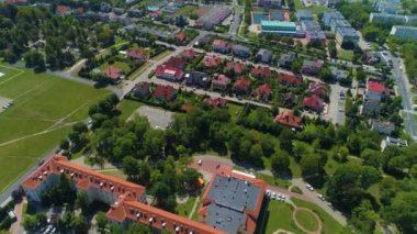 Panorama Houses Glogow Domy Aerial View Poland. High quality 4k footage