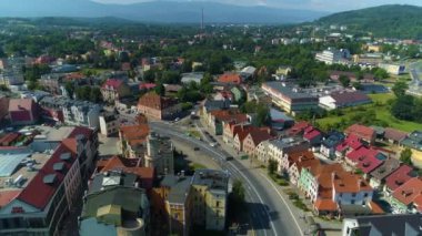 Güzel manzara kasabası Jelenia Gora Krajobraz Hava Manzarası Polonya. Yüksek kalite 4k görüntü