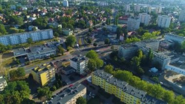 Intersection Zielona Gora Skrzyzowanie Aerial View Poland. High quality 4k footage