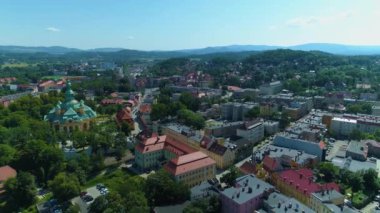 Beautiful Landscape Town Jelenia Gora Krajobraz Aerial View Poland. High quality 4k footage