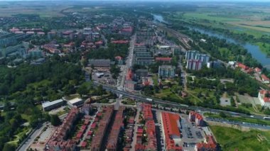 Beautiful Panorama Glogow Aerial View Poland. High quality 4k footage