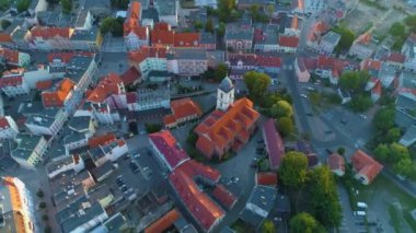 Eski Zielona Gora Kasabası Miasto Ratusz Rynek Hava Görüntüsü Polonya. Yüksek kalite 4k görüntü