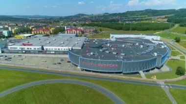 Shopping Center Sudecka Gallery Jelenia Gora Galeria Aerial View Poland. High quality 4k footage