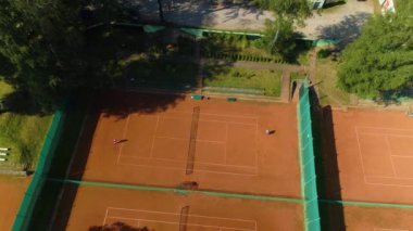 Tennis Courts Jelenia Gora Korty Tenisowe Aerial View Poland. High quality 4k footage